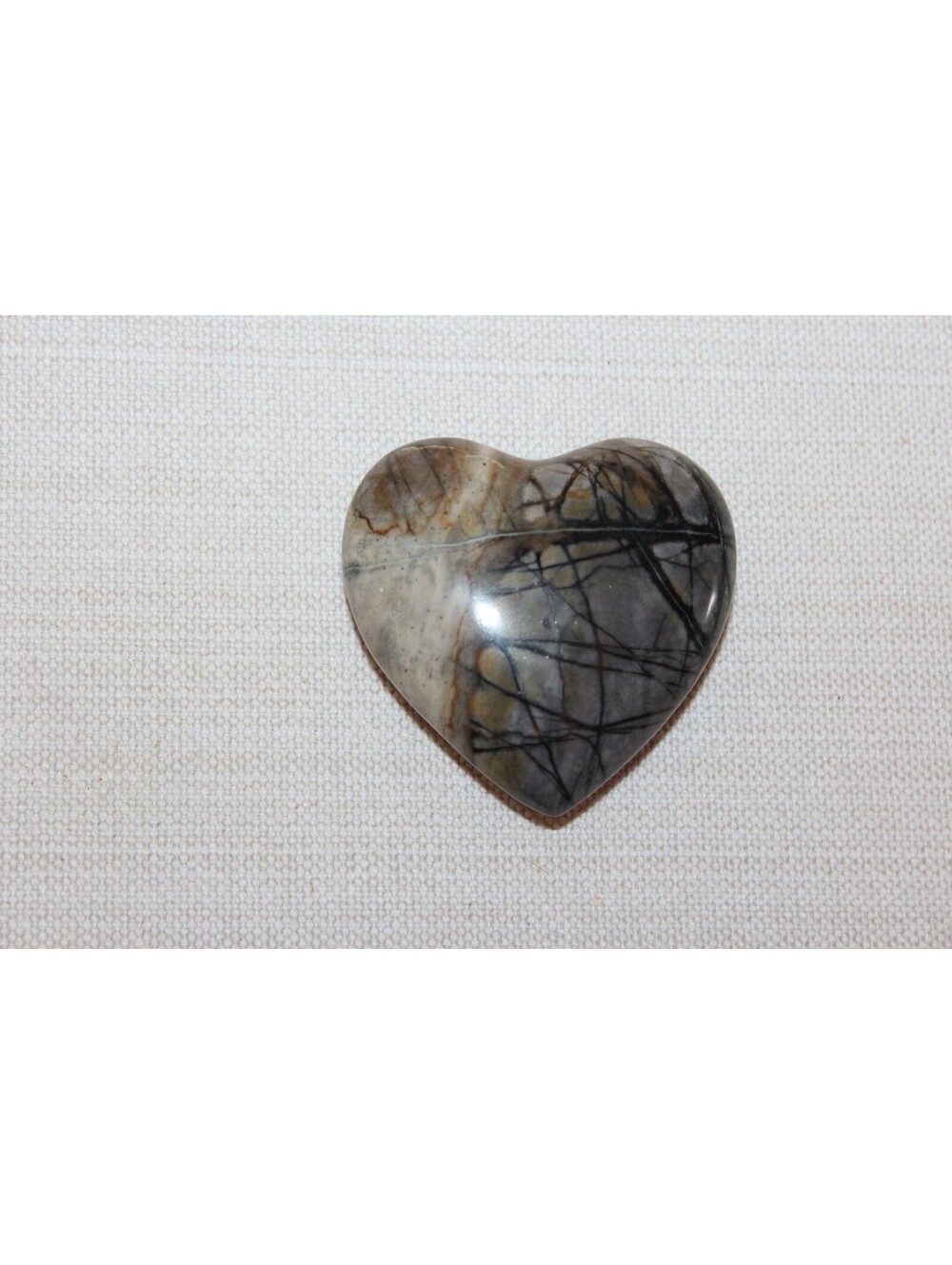 Picasso Stone Puffy Heart Carved Polished Jasper Marble Palm Stone